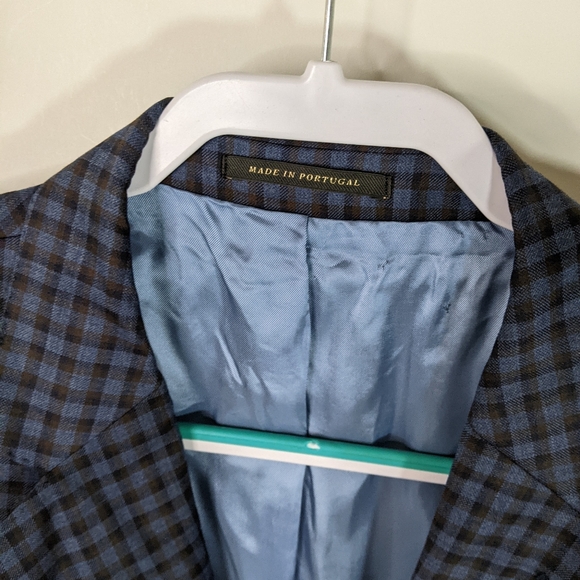 Mens Blue Plaid Blazer 51 Virgin Wool J Hilburn New with Tags - Picture 11 of 13